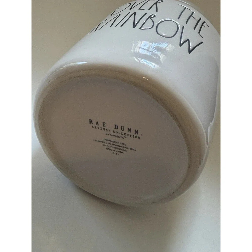 Rae Dunn OVER THE RAINBOW Jar Canister Ceramic Cloud Rainbow Lid Storage LGBT